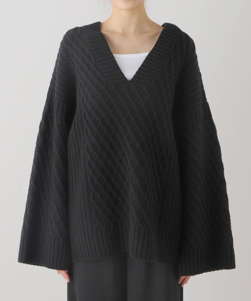 新品未使用　plage アラン編みVネックニット セール】《追加》アランV プルオーバー（ニット/セーター）｜Plage