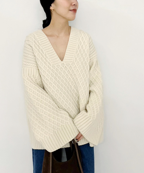 セール】《追加》アランV プルオーバー（ニット/セーター）｜Plage