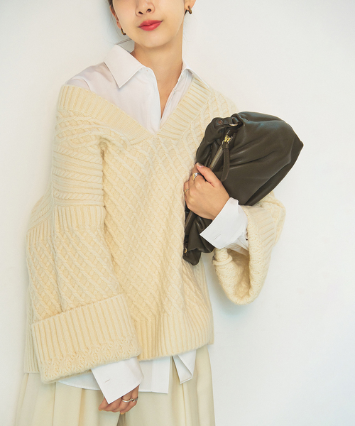 専用　Plage プラージュ アランVネック プルオーバー ニット ケーブル セール】《追加》アランV プルオーバー（ニット/セーター）｜Plage