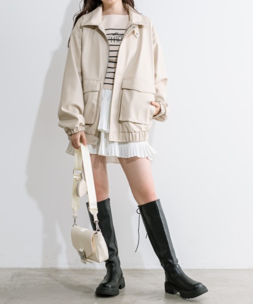 OLIVE des OLIVE(オリーブデオリーブ)の「BIGポケットエコレザーブルゾン 1041070050(ブルゾン・レディース・ブラック/アイボリー・FREE)」の10枚目の写真