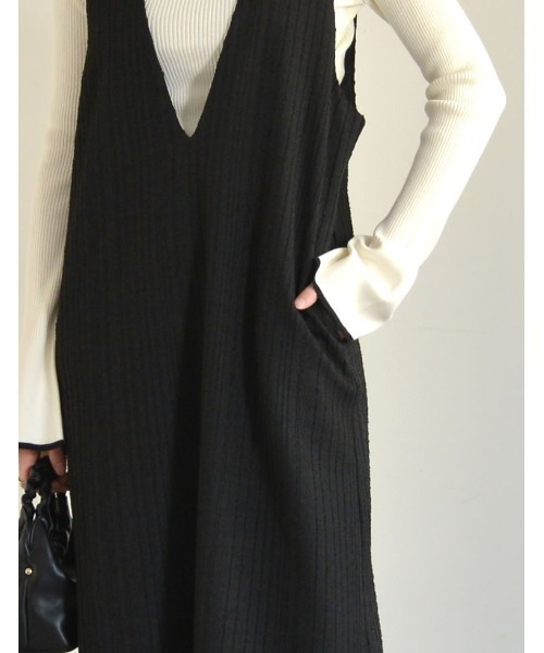 Re:EDIT（リエディ）の「[低身長サイズ有]カットツイードウエストベルト付きジャンパースカート（ジャンパースカート・レディース・ブラック/ブラック系その他・MEDIUM/LARGE/SHORT）」の12枚目の写真
