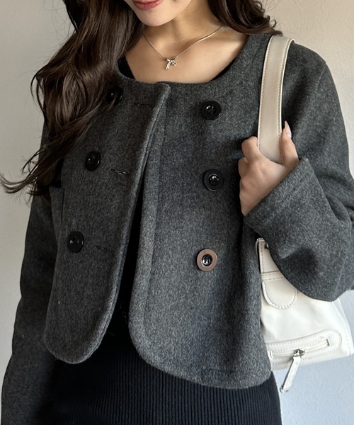 Silly(シリー)の「【着回し力抜群のアイテム】ノーカラーセットアップ(セットアップ・レディース・グレー/ブラック・MEDIUM/LARGE)」の13枚目の写真