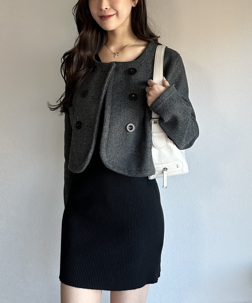 Silly(シリー)の「【着回し力抜群のアイテム】ノーカラーセットアップ(セットアップ・レディース・グレー/ブラック・MEDIUM/LARGE)」の14枚目の写真