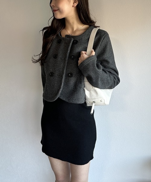 Silly(シリー)の「【着回し力抜群のアイテム】ノーカラーセットアップ(セットアップ・レディース・グレー/ブラック・MEDIUM/LARGE)」の15枚目の写真