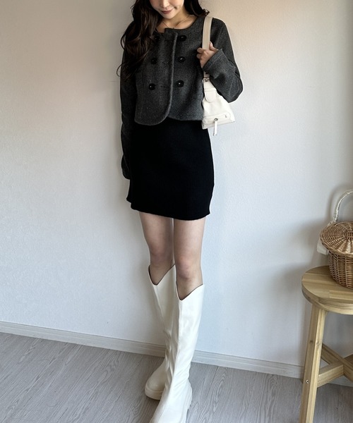 Silly(シリー)の「【着回し力抜群のアイテム】ノーカラーセットアップ(セットアップ・レディース・グレー/ブラック・MEDIUM/LARGE)」の16枚目の写真