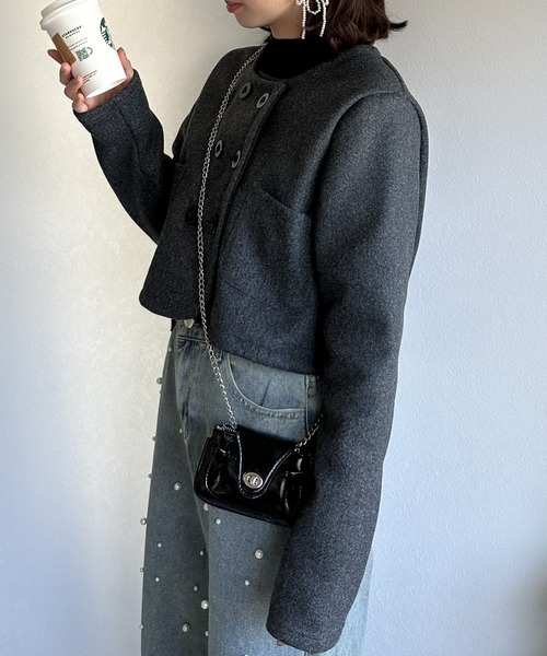 Silly(シリー)の「【着回し力抜群のアイテム】ノーカラーセットアップ(セットアップ・レディース・グレー/ブラック・MEDIUM/LARGE)」の11枚目の写真