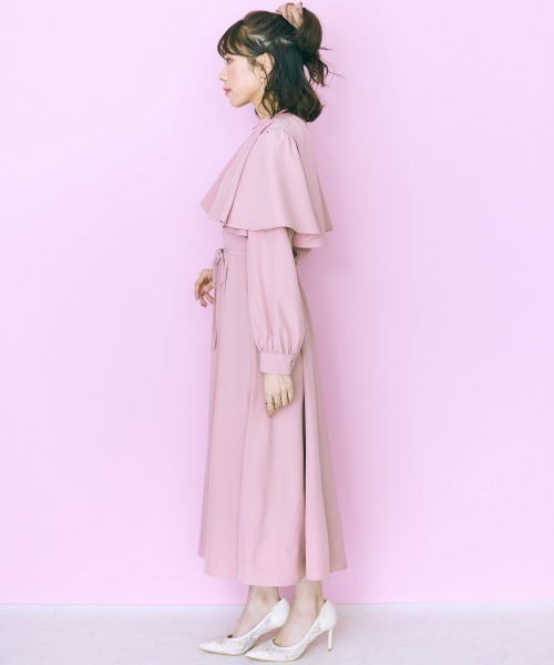 marun(マルン)の「<大きいサイズ> リボンタイ付きケープ風ワンピース marun(ワンピース・レディース・ネイビー/グリーン/ピンク・4L/L/LL/5L/3L)」の22枚目の写真