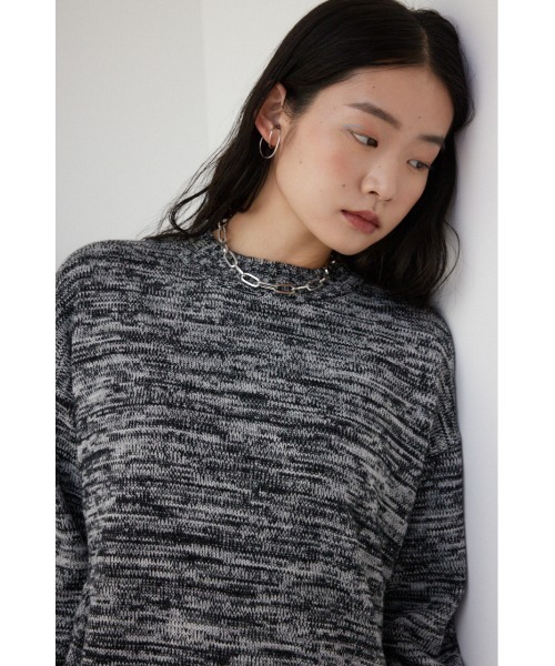 AZUL by moussy(アズールバイマウジー)の「ミックスヤーンニットトップス(ニット/セーター・レディース・ライトベージュ/ライム/ブラック・FREE)」の4枚目の写真