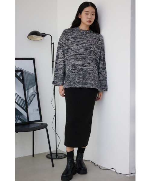 AZUL by moussy(アズールバイマウジー)の「ミックスヤーンニットトップス(ニット/セーター・レディース・ライトベージュ/ライム/ブラック・FREE)」の6枚目の写真