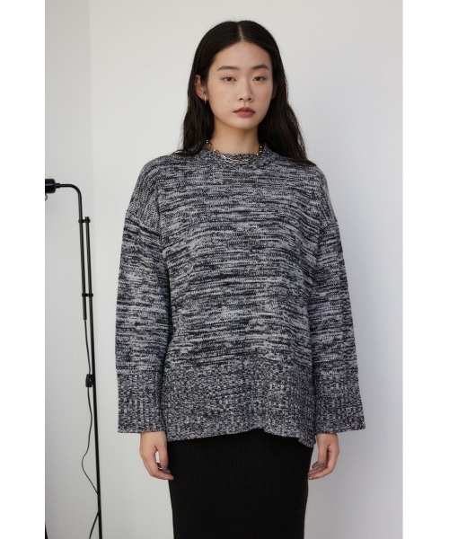 AZUL by moussy(アズールバイマウジー)の「ミックスヤーンニットトップス(ニット/セーター・レディース・ライトベージュ/ライム/ブラック・FREE)」の7枚目の写真