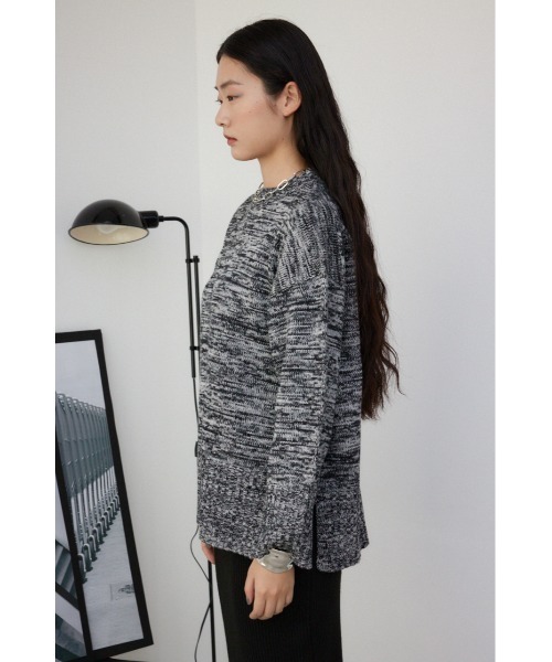 AZUL by moussy(アズールバイマウジー)の「ミックスヤーンニットトップス(ニット/セーター・レディース・ライトベージュ/ライム/ブラック・FREE)」の8枚目の写真