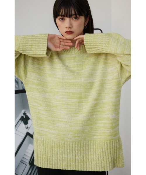 AZUL by moussy(アズールバイマウジー)の「ミックスヤーンニットトップス(ニット/セーター・レディース・ライトベージュ/ライム/ブラック・FREE)」の15枚目の写真