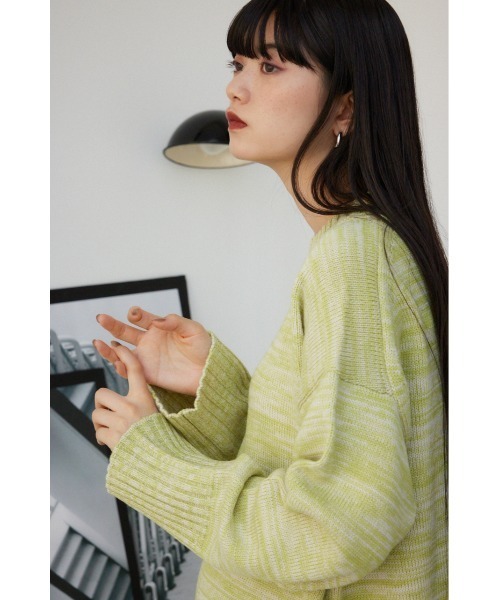 AZUL by moussy(アズールバイマウジー)の「ミックスヤーンニットトップス(ニット/セーター・レディース・ライトベージュ/ライム/ブラック・FREE)」の16枚目の写真