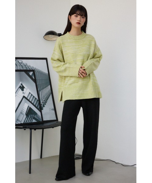 AZUL by moussy(アズールバイマウジー)の「ミックスヤーンニットトップス(ニット/セーター・レディース・ライトベージュ/ライム/ブラック・FREE)」の17枚目の写真
