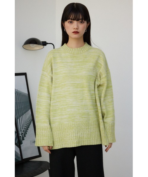 AZUL by moussy(アズールバイマウジー)の「ミックスヤーンニットトップス(ニット/セーター・レディース・ライトベージュ/ライム/ブラック・FREE)」の18枚目の写真