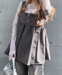 Reurie' | ナイロンペプラムキャミ　nylon peplum cami / ペプラムデザイン ビスチェ ノースリーブ ベルトデザイン(キャミソール)