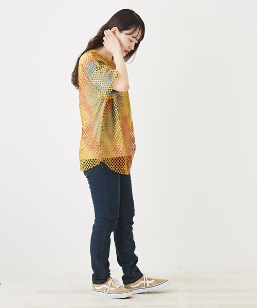 CUBE SUGAR（キューブシュガー）の「WEB限定ストレッチデニムリラックススリムパンツ（その他パンツ・レディース・インディゴブルー/ライトブルー/ワンウォッシュ・LL/L/M）」の7枚目の写真