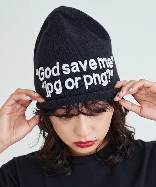 Narcissus(ナルシス)の「【Narcissus】メッセージビーニー(ニットキャップ/ビーニー・レディース・グレー/ブラック・FREE)」の6枚目の写真