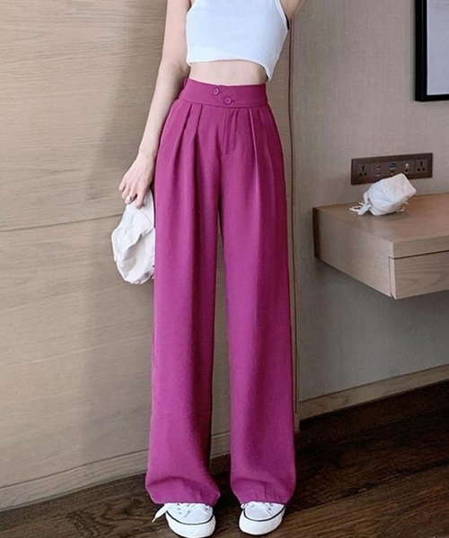 Miniministore(ミニミニストア)の「ドレープストレートパンツ レディース美脚(スラックス・レディース・レッド/ホワイト/ベージュ/ブラック/ピンク・XL/M/XXL/L)」の7枚目の写真
