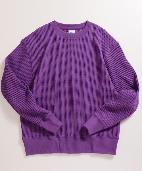 JEMORGAN（ジェーイーモーガン）の「【JEMORGAN / ジェーイーモーガン】ビッグワッフルワイドシルエットトレーナー（スウェット・メンズ・マスタード/杢グレー/カーキ/ブラック/ブルー/サックスブルー/ピンク/グリーン/チャコールグレー/オートミール/ネイビー/オフホワイト/パープル/オレンジ/ブラウン・M/XL/L）」の12枚目の写真