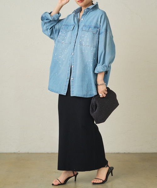ペイントデニムシャツ　　ラウンジドレス LOUNGEDRESS（ラウンジドレス）の「ペイントデニムシャツ（シャツ