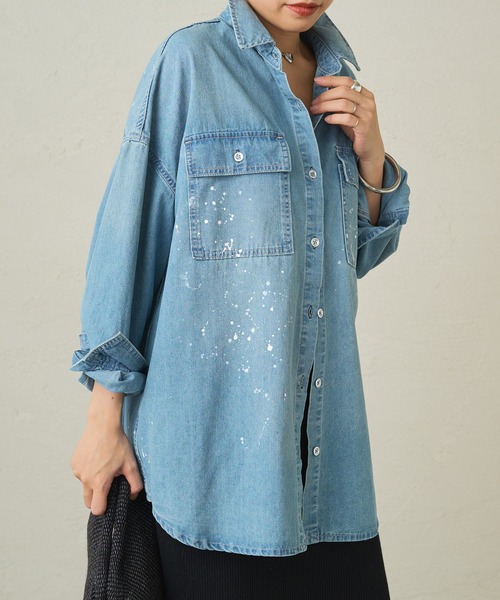 ペイントデニムシャツ　　ラウンジドレス LOUNGEDRESS（ラウンジドレス）の「ペイントデニムシャツ（シャツ