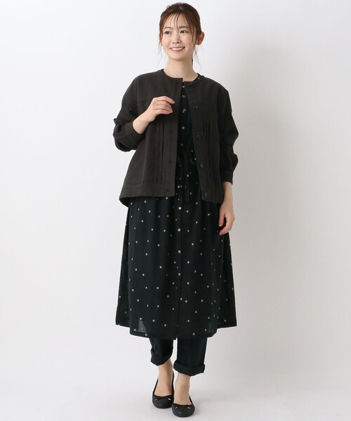 one'sterrace(ワンズテラス)の「綿麻変わり織りジャケット(ノーカラージャケット・レディース・グレー系その他7/ベージュ系8・02)」の14枚目の写真