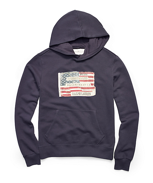 Denim & Supply Ralph Lauren(デニムアンドサプライラルフローレン)の「アップリケ コットン フーディ(Tシャツ/カットソー・メンズ・ブラック/ネイビー・X-SMALL/LARGE/SMALL/MEDIUM/X-LARGE)」の1枚目の写真