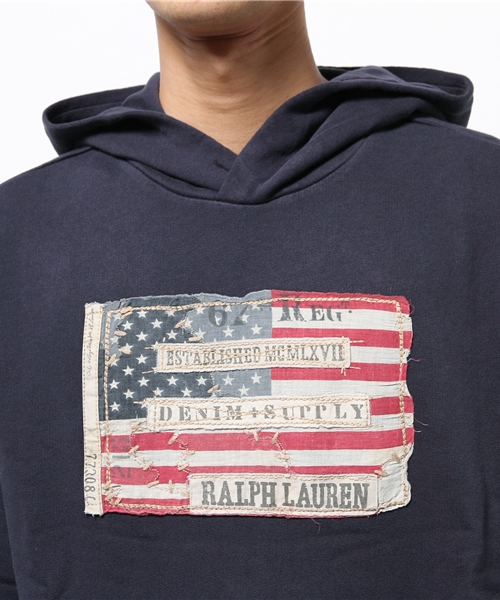 Denim & Supply Ralph Lauren(デニムアンドサプライラルフローレン)の「アップリケ コットン フーディ(Tシャツ/カットソー・メンズ・ブラック/ネイビー・X-SMALL/LARGE/SMALL/MEDIUM/X-LARGE)」の5枚目の写真