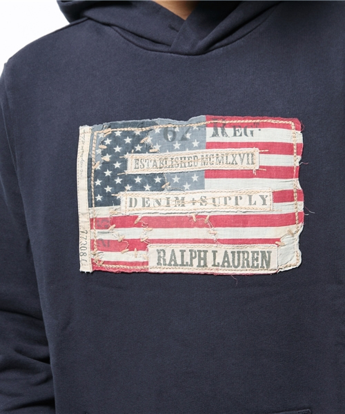Denim & Supply Ralph Lauren(デニムアンドサプライラルフローレン)の「アップリケ コットン フーディ(Tシャツ/カットソー・メンズ・ブラック/ネイビー・X-SMALL/LARGE/SMALL/MEDIUM/X-LARGE)」の9枚目の写真