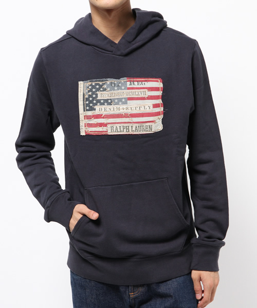 Denim & Supply Ralph Lauren(デニムアンドサプライラルフローレン)の「アップリケ コットン フーディ(Tシャツ/カットソー・メンズ・ブラック/ネイビー・X-SMALL/LARGE/SMALL/MEDIUM/X-LARGE)」の3枚目の写真