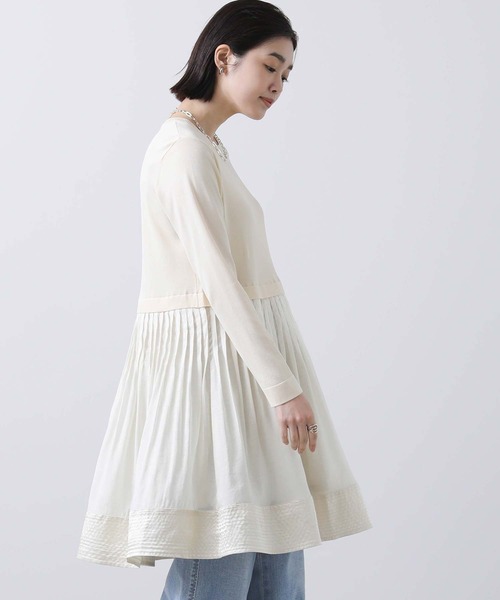 Torrazzo Donna（トラッゾドンナ）の「ニット布帛ドッキングチュニック（ニット/セーター・レディース・アイボリー/ブラック・FREE）」の8枚目の写真