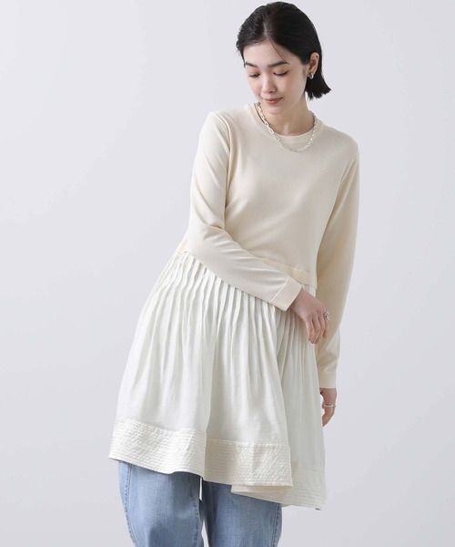 Torrazzo Donna（トラッゾドンナ）の「ニット布帛ドッキングチュニック（ニット/セーター・レディース・アイボリー/ブラック・FREE）」の10枚目の写真