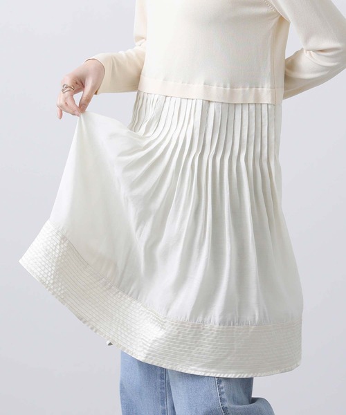 Torrazzo Donna（トラッゾドンナ）の「ニット布帛ドッキングチュニック（ニット/セーター・レディース・アイボリー/ブラック・FREE）」の11枚目の写真