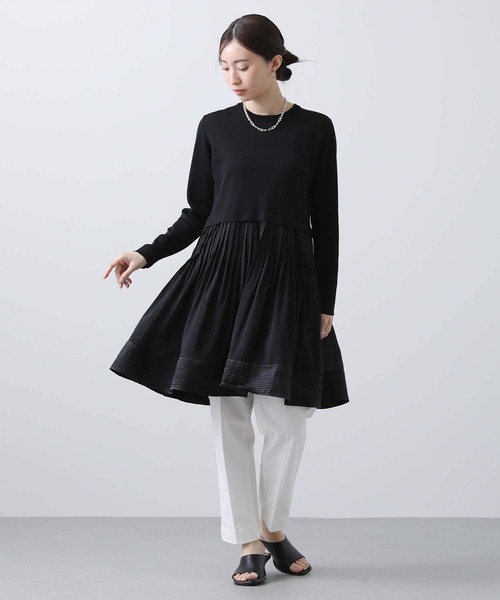 Torrazzo Donna（トラッゾドンナ）の「ニット布帛ドッキングチュニック（ニット/セーター・レディース・アイボリー/ブラック・FREE）」の12枚目の写真