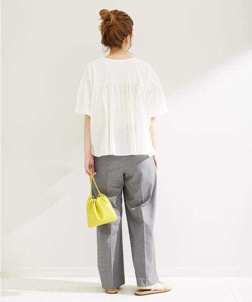 B.C STOCK(ベーセーストック)の「布帛コンビギャザートップス(Tシャツ/カットソー・レディース・ブラック/ホワイト/ピンク・FREE)」の14枚目の写真