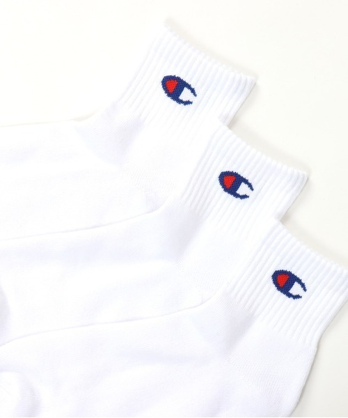 Champion（チャンピオン）の「Champion/チャンピオン ソックス 3足組 クォーターレングスソックス ハーフパイル CMSCY201（ソックス/靴下・メンズ・ブラック/ホワイト・M）」の4枚目の写真