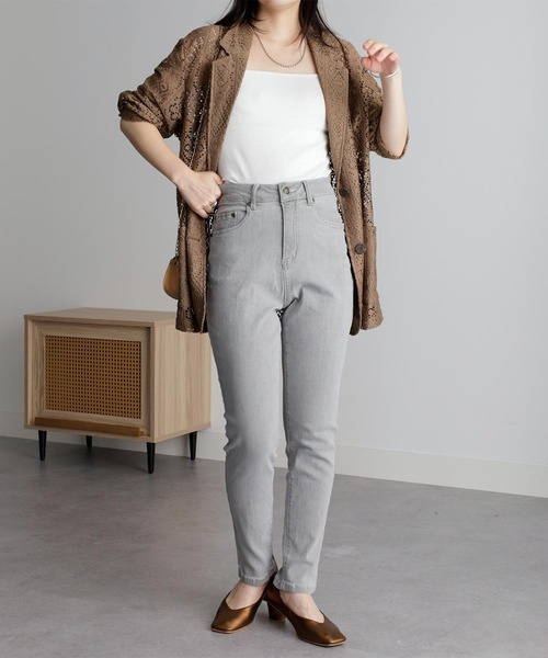 RANAN（ラナン）の「きれい見えストレッチスキニーデニム（デニムパンツ・レディース・グレー/ブラック/ベージュ・61/64/67/70/73）」の10枚目の写真