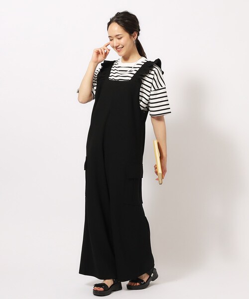 DRESKIP(ドレスキップ)の「◆【M-LL/低身長さんにも】大人のための フリルカーゴサロペット(サロペット/オーバーオール・レディース・チャコールグレー/ブラック/オリーブ・02/03/04)」の22枚目の写真