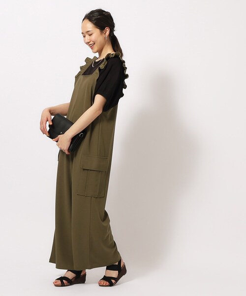 DRESKIP(ドレスキップ)の「◆【M-LL/低身長さんにも】大人のための フリルカーゴサロペット(サロペット/オーバーオール・レディース・チャコールグレー/ブラック/オリーブ・02/03/04)」の13枚目の写真