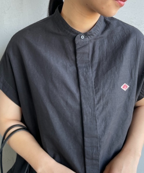 DANTON バンドカラーノースリーブシャツブラウス DANTON/ダントン] バンドカラー ノースリーブシャツブラウス