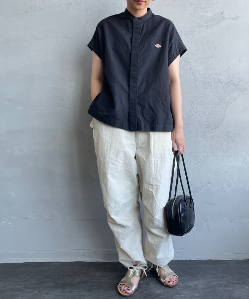DANTON バンドカラーノースリーブシャツブラウス DANTON/ダントン] バンドカラー ノースリーブシャツブラウス