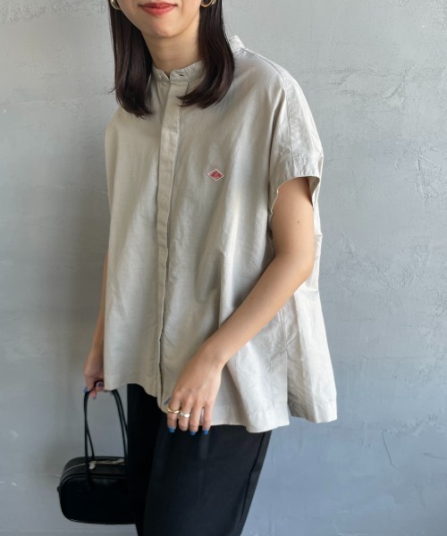 DANTON バンドカラーノースリーブシャツブラウス DANTON/ダントン] バンドカラー ノースリーブシャツブラウス
