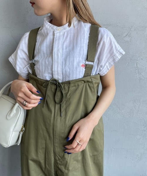 DANTON/ダントン] バンドカラー ノースリーブシャツブラウス