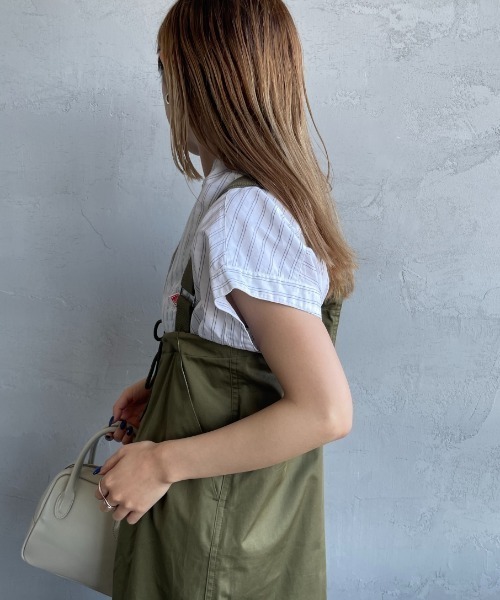 DANTON/ダントン] バンドカラー ノースリーブシャツブラウス