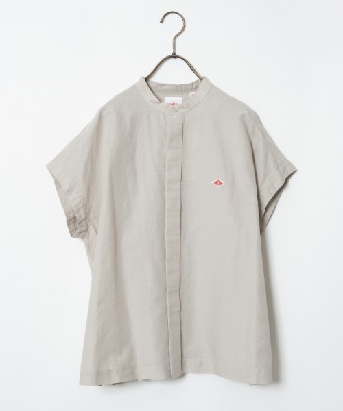 DANTON バンドカラーノースリーブシャツブラウス DANTON/ダントン] バンドカラー ノースリーブシャツブラウス