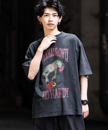 Ed Hardy エドハーディー ピグメント加工ロックプリント半袖Tシャツ