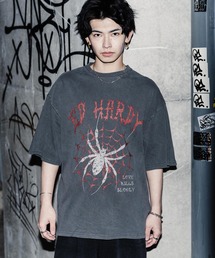 Ed Hardy エドハーディー ピグメント加工ロックプリント半袖Tシャツ