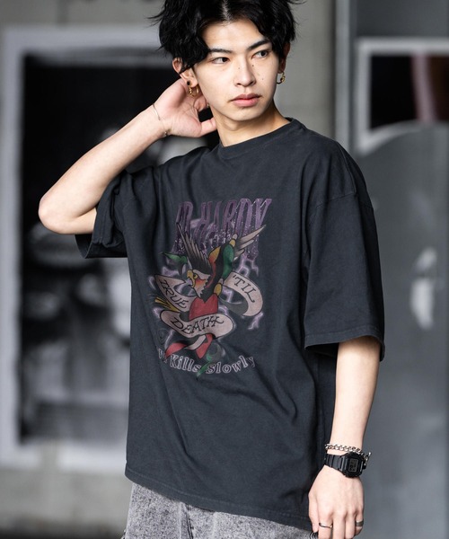 Ed Hardy(エドハーディー)の「Ed Hardy エドハーディー ピグメント加工ロックプリント半袖Tシャツ(Tシャツ/カットソー・メンズ・チャコール/ブラック系/ブラック系1/グレー系1/ブラック系3/グレー系/ブラック系2/ブラック/グレー系2/グレー系3・M/L)」の19枚目の写真