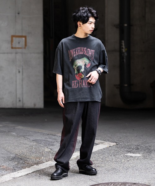 Ed Hardy(エドハーディー)の「Ed Hardy エドハーディー ピグメント加工ロックプリント半袖Tシャツ(Tシャツ/カットソー・メンズ・チャコール/ブラック系/ブラック系1/グレー系1/ブラック系3/グレー系/ブラック系2/ブラック/グレー系2/グレー系3・M/L)」の13枚目の写真
